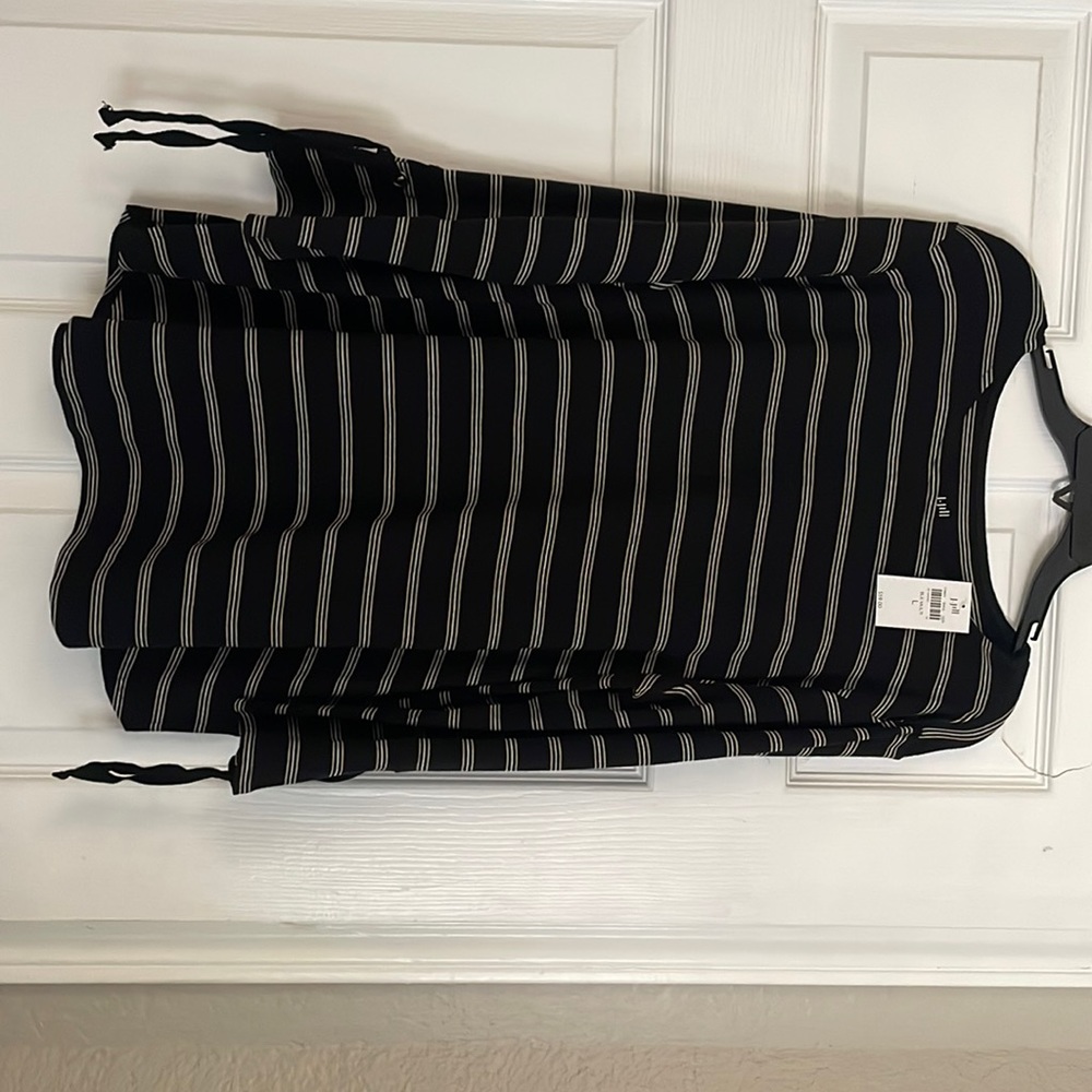 J. Jill top. Black striped top. New with tags, never worn.